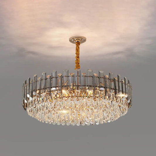 Contemporary Crystal Chandelier Pendant - Rose Gold Tier Suspended Lighting