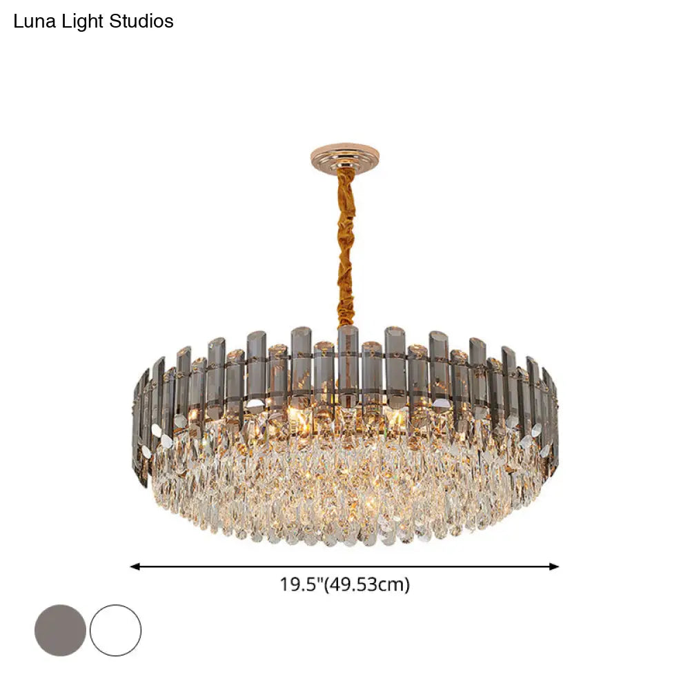 Contemporary Crystal Chandelier Pendant - Rose Gold Tier Suspended Lighting