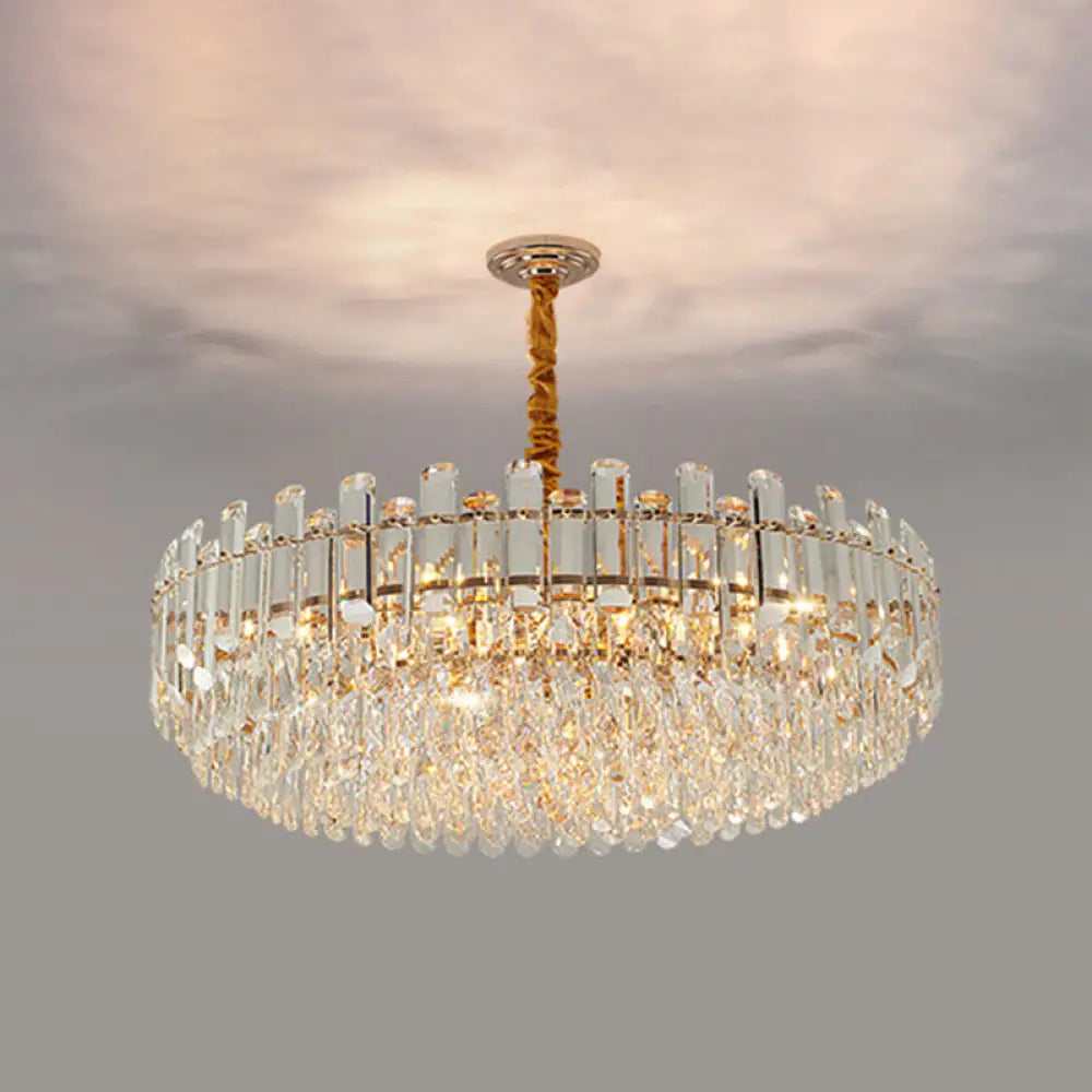 Contemporary Crystal Chandelier Pendant - Rose Gold Tier Suspended Lighting
