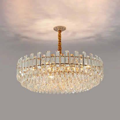 Contemporary Crystal Chandelier Pendant - Rose Gold Tier Suspended Lighting