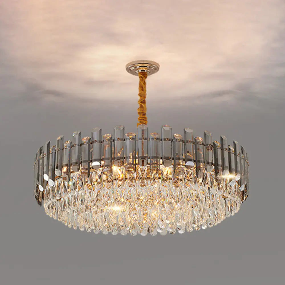 Contemporary Crystal Chandelier Pendant - Rose Gold Tier Suspended Lighting