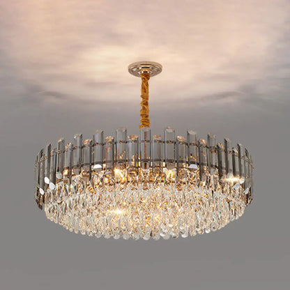 Contemporary Crystal Chandelier Pendant - Rose Gold Tier Suspended Lighting