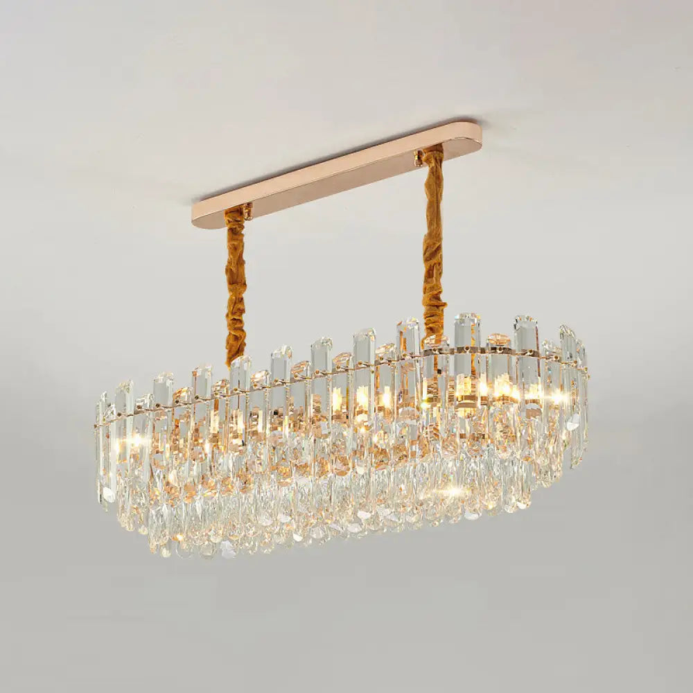 Contemporary Crystal Chandelier Pendant - Rose Gold Tier Suspended Lighting
