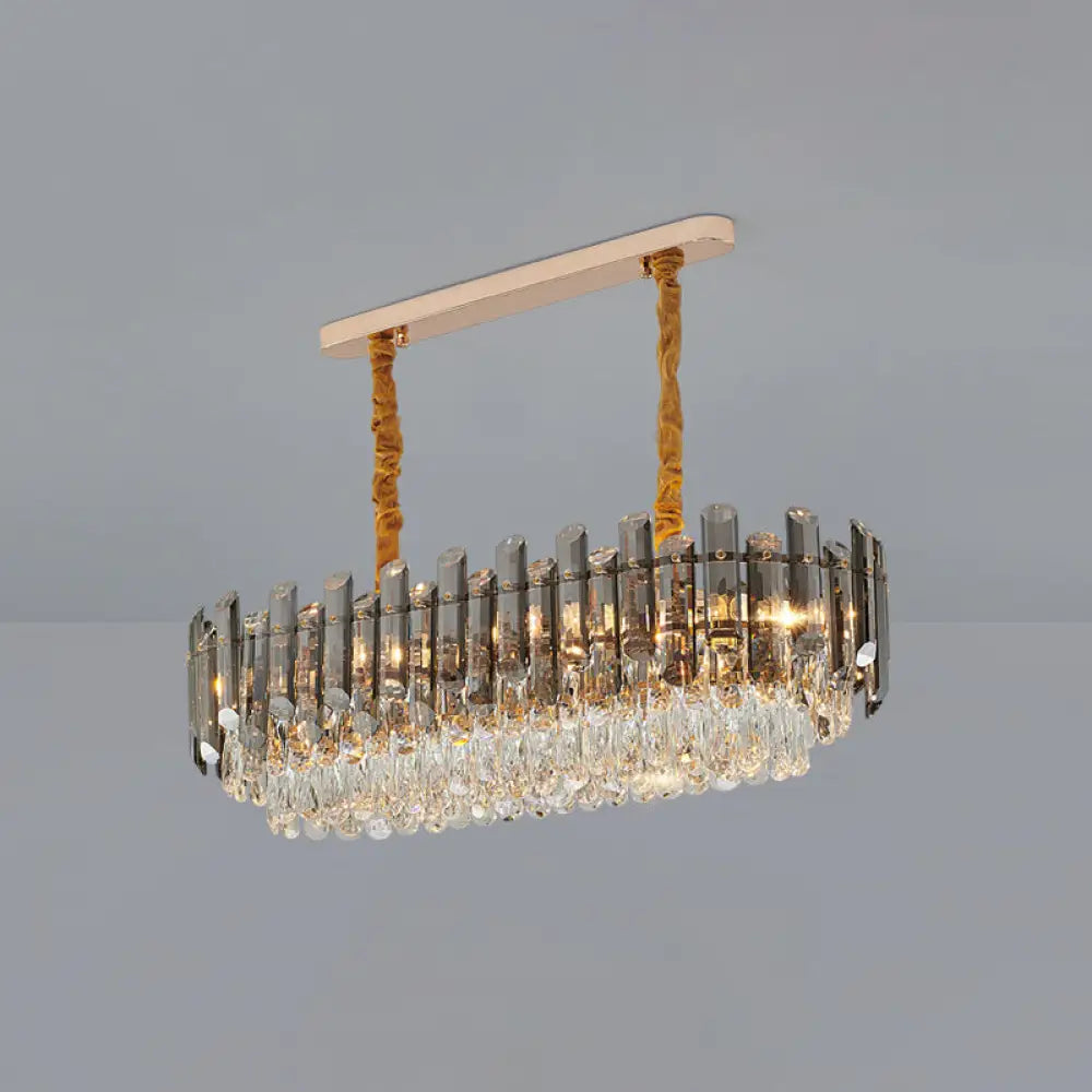 Contemporary Crystal Chandelier Pendant - Rose Gold Tier Suspended Lighting