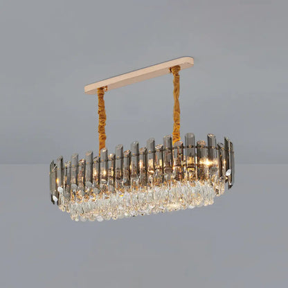 Contemporary Crystal Chandelier Pendant - Rose Gold Tier Suspended Lighting