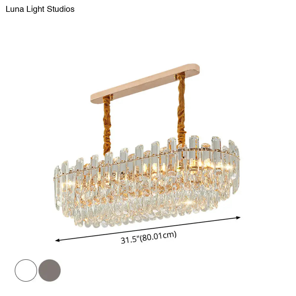 Contemporary Crystal Chandelier Pendant - Rose Gold Tier Suspended Lighting