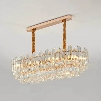 Contemporary Crystal Chandelier Pendant - Rose Gold Tier Suspended Lighting