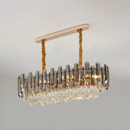 Contemporary Crystal Chandelier Pendant - Rose Gold Tier Suspended Lighting