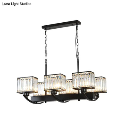 Lámpara de araña de cristal contemporánea DecorBites™ con cadena ajustable - 6/8 bombillas, diseño rectangular negro