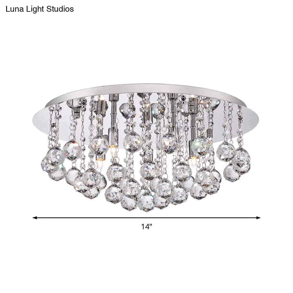 DecorBites™ DecorBites™ Contemporary Crystal Chrome Ceiling Light - Cascading Flush Mount, 3/4/6 Lights, 8"/14"/19.5" Wide