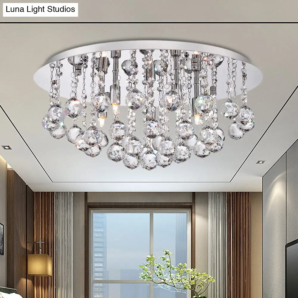 DecorBites™ DecorBites™ Contemporary Crystal Chrome Ceiling Light - Cascading Flush Mount, 3/4/6 Lights, 8"/14"/19.5" Wide