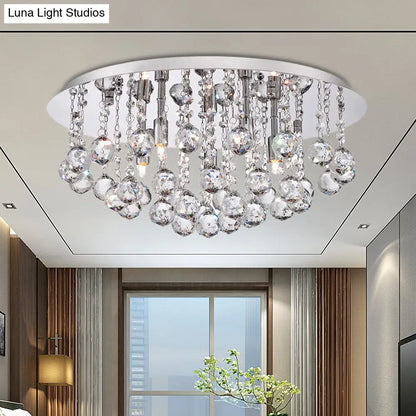 DecorBites™ DecorBites™ Contemporary Crystal Chrome Ceiling Light - Cascading Flush Mount, 3/4/6 Lights, 8"/14"/19.5" Wide