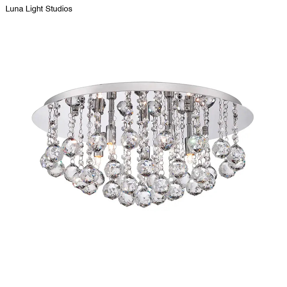 DecorBites™ DecorBites™ Contemporary Crystal Chrome Ceiling Light - Cascading Flush Mount, 3/4/6 Lights, 8"/14"/19.5" Wide