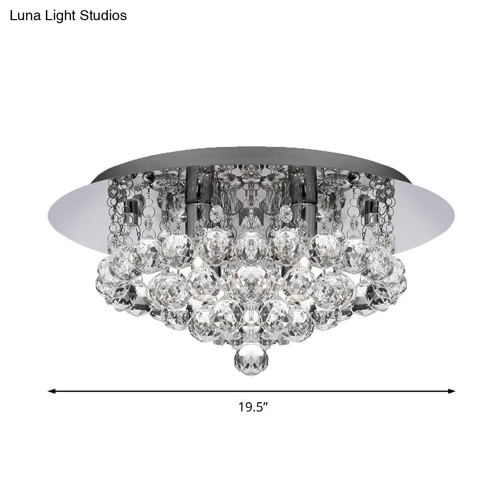DecorBites™ DecorBites™ Contemporary Crystal Chrome Ceiling Light - Cascading Flush Mount, 3/4/6 Lights, 8"/14"/19.5" Wide