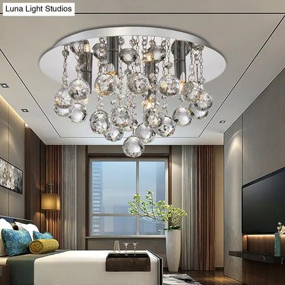 DecorBites™ DecorBites™ Contemporary Crystal Chrome Ceiling Light - Cascading Flush Mount, 3/4/6 Lights, 8"/14"/19.5" Wide
