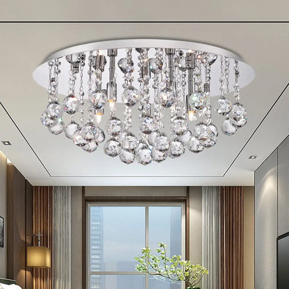 DecorBites™ DecorBites™ Contemporary Crystal Chrome Ceiling Light - Cascading Flush Mount, 3/4/6 Lights, 8"/14"/19.5" Wide