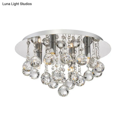 DecorBites™ DecorBites™ Contemporary Crystal Chrome Ceiling Light - Cascading Flush Mount, 3/4/6 Lights, 8"/14"/19.5" Wide