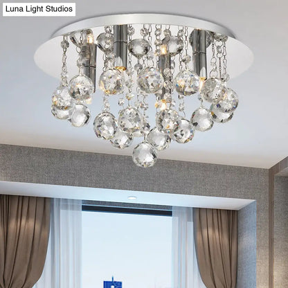 DecorBites™ DecorBites™ Contemporary Crystal Chrome Ceiling Light - Cascading Flush Mount, 3/4/6 Lights, 8"/14"/19.5" Wide