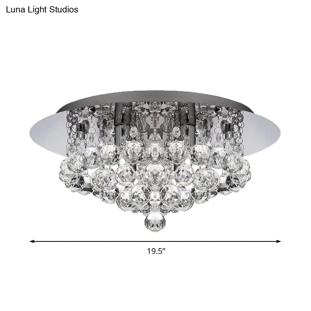 DecorBites™ DecorBites™ Contemporary Crystal Chrome Ceiling Light - Cascading Flush Mount, 3/4/6 Lights, 8"/14"/19.5" Wide