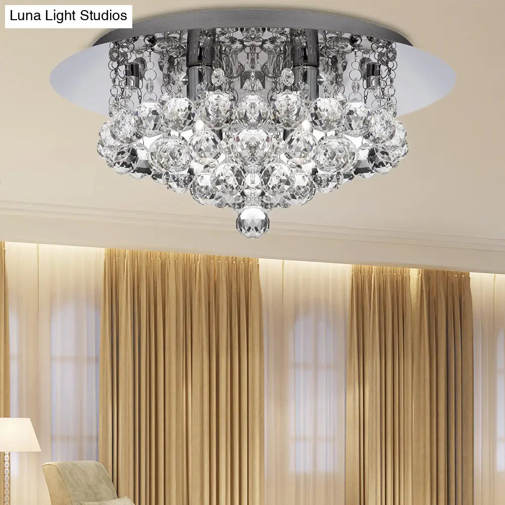 DecorBites™ DecorBites™ Contemporary Crystal Chrome Ceiling Light - Cascading Flush Mount, 3/4/6 Lights, 8"/14"/19.5" Wide