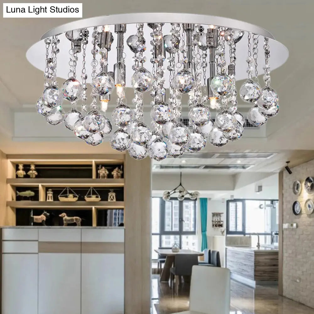 DecorBites™ DecorBites™ Contemporary Crystal Chrome Ceiling Light - Cascading Flush Mount, 3/4/6 Lights, 8"/14"/19.5" Wide