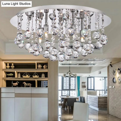 DecorBites™ DecorBites™ Contemporary Crystal Chrome Ceiling Light - Cascading Flush Mount, 3/4/6 Lights, 8"/14"/19.5" Wide