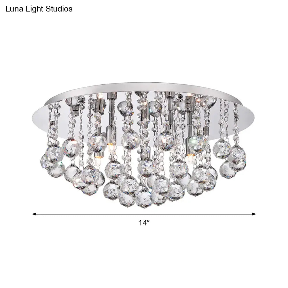 DecorBites™ DecorBites™ Contemporary Crystal Chrome Ceiling Light - Cascading Flush Mount, 3/4/6 Lights, 8"/14"/19.5" Wide