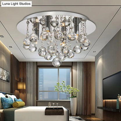 DecorBites™ DecorBites™ Contemporary Crystal Chrome Ceiling Light - Cascading Flush Mount, 3/4/6 Lights, 8"/14"/19.5" Wide