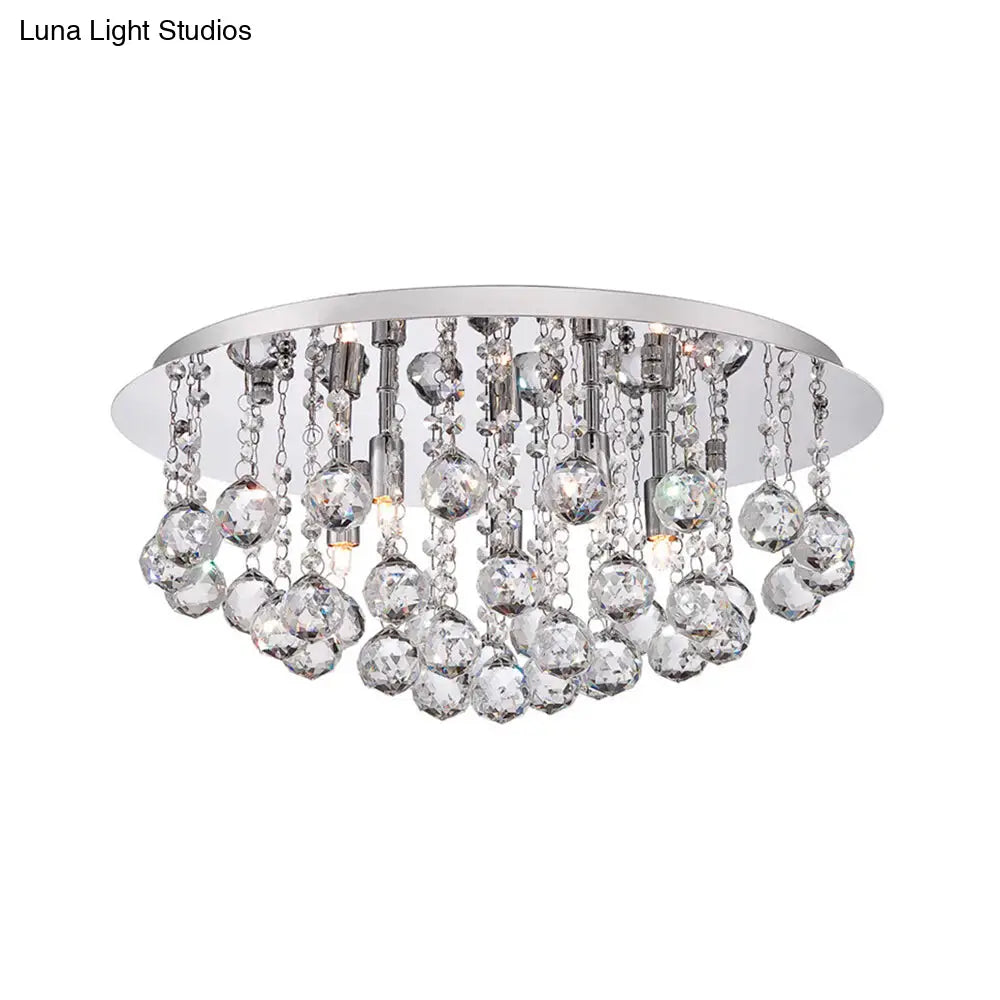 DecorBites™ DecorBites™ Contemporary Crystal Chrome Ceiling Light - Cascading Flush Mount, 3/4/6 Lights, 8"/14"/19.5" Wide