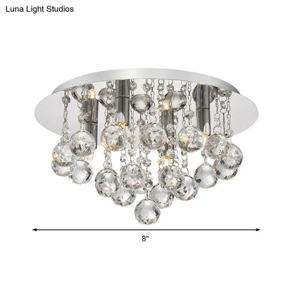 DecorBites™ DecorBites™ Contemporary Crystal Chrome Ceiling Light - Cascading Flush Mount, 3/4/6 Lights, 8"/14"/19.5" Wide