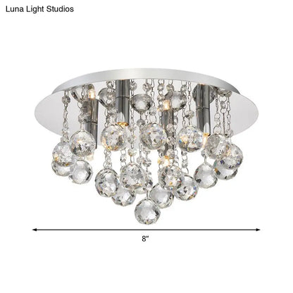DecorBites™ DecorBites™ Contemporary Crystal Chrome Ceiling Light - Cascading Flush Mount, 3/4/6 Lights, 8"/14"/19.5" Wide