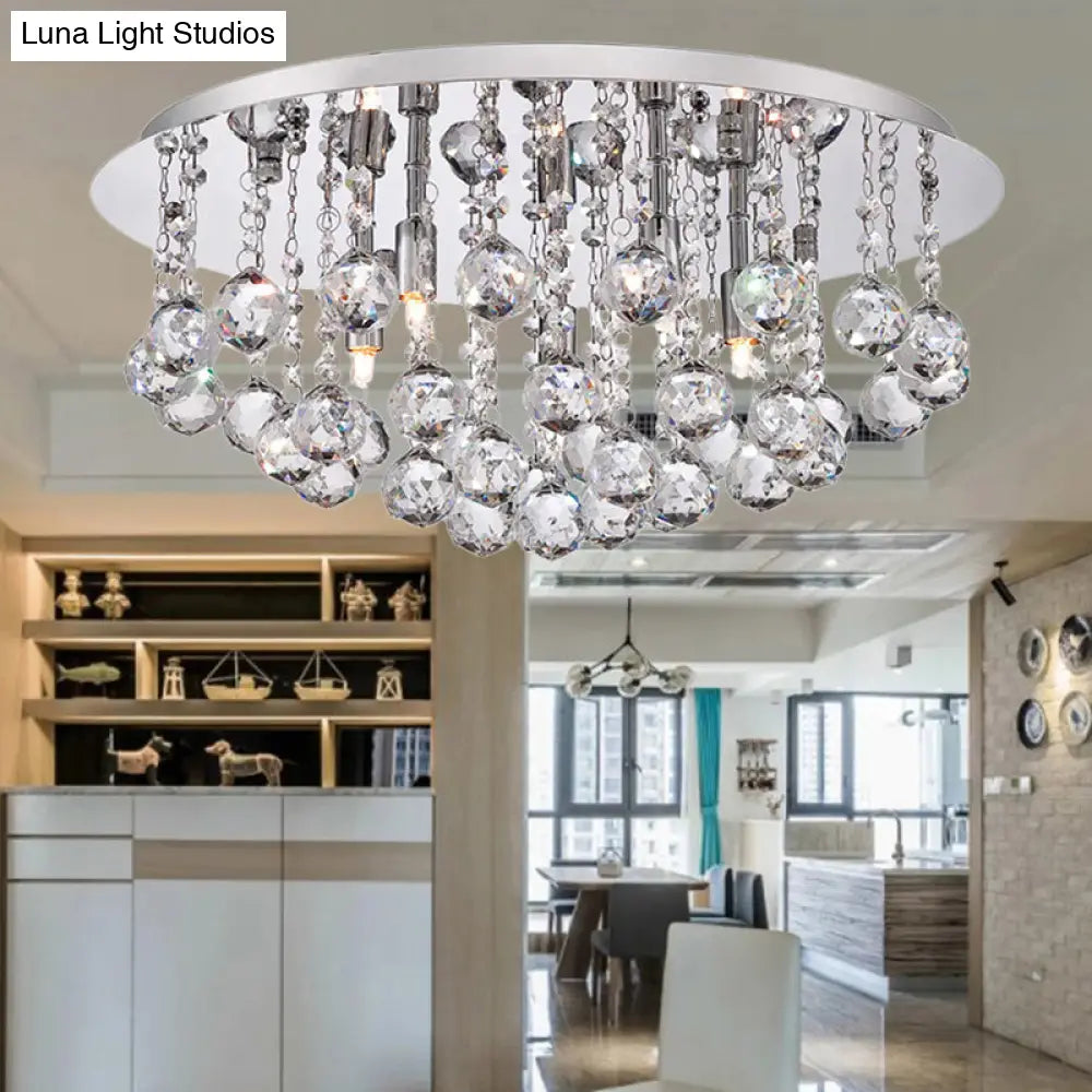 DecorBites™ DecorBites™ Contemporary Crystal Chrome Ceiling Light - Cascading Flush Mount, 3/4/6 Lights, 8"/14"/19.5" Wide