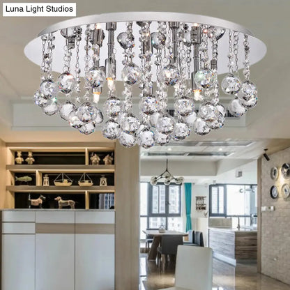 DecorBites™ DecorBites™ Contemporary Crystal Chrome Ceiling Light - Cascading Flush Mount, 3/4/6 Lights, 8"/14"/19.5" Wide