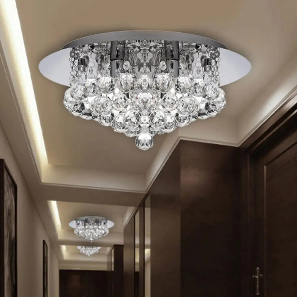 DecorBites™ DecorBites™ Contemporary Crystal Chrome Ceiling Light - Cascading Flush Mount, 3/4/6 Lights, 8"/14"/19.5" Wide