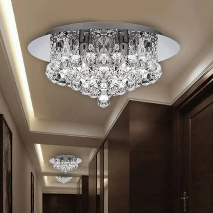DecorBites™ DecorBites™ Contemporary Crystal Chrome Ceiling Light - Cascading Flush Mount, 3/4/6 Lights, 8"/14"/19.5" Wide