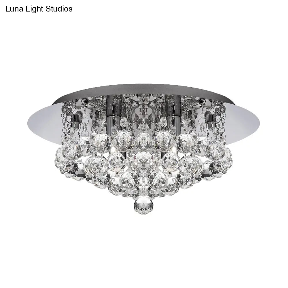 DecorBites™ DecorBites™ Contemporary Crystal Chrome Ceiling Light - Cascading Flush Mount, 3/4/6 Lights, 8"/14"/19.5" Wide