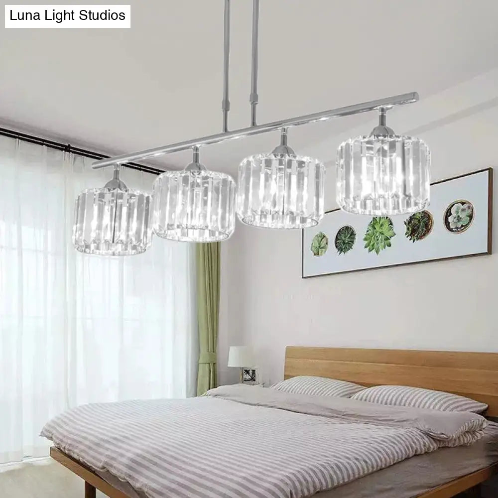 ثريا ديكوربايتس™ المعاصرة المصنوعة من الكريستال والكروم مع مصابيح معلقة 3/4 - مثالية لغرفة النوم