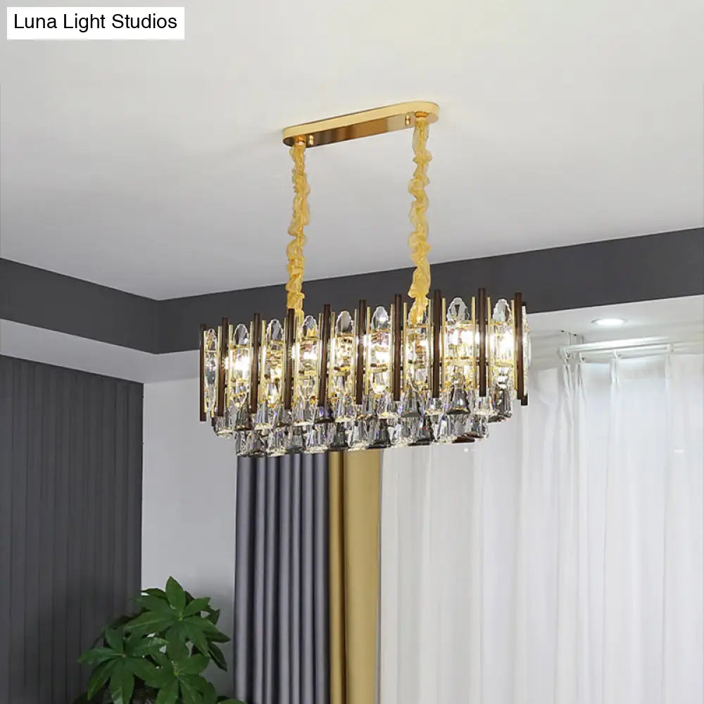 Lámpara de techo colgante DecorBites™ de estilo contemporáneo con forma de cono de cristal y acabado dorado - 10 bombillas