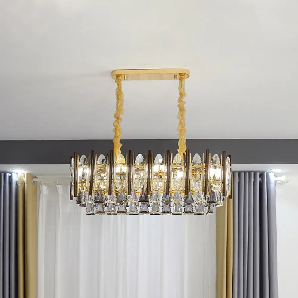 Lámpara de techo colgante DecorBites™ de estilo contemporáneo con forma de cono de cristal y acabado dorado - 10 bombillas