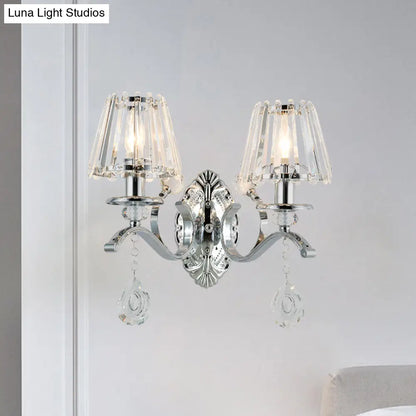 Aplique de pared cónico de cristal contemporáneo DecorBites™ - Iluminación plateada de 2 luces para sala de estar