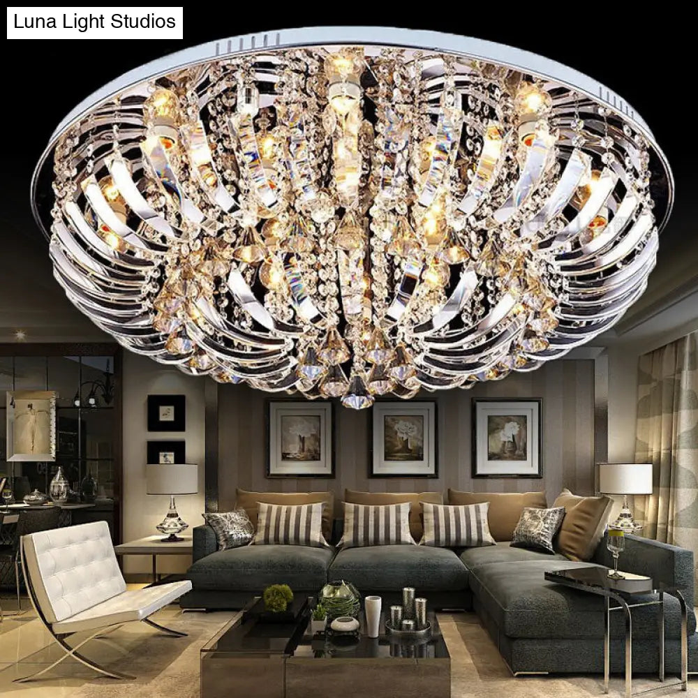 Lámpara de techo empotrada DecorBites™ de estilo contemporáneo con cúpula de cristal - 9/12 luces, 23,5"/31,5" de ancho, acabado cromado