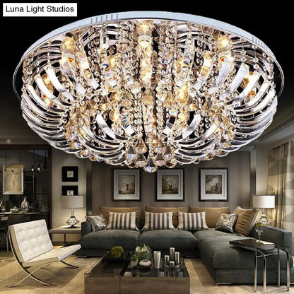 Lámpara de techo empotrada DecorBites™ de estilo contemporáneo con cúpula de cristal - 9/12 luces, 23,5"/31,5" de ancho, acabado cromado