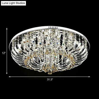 Lámpara de techo empotrada DecorBites™ de estilo contemporáneo con cúpula de cristal - 9/12 luces, 23,5"/31,5" de ancho, acabado cromado