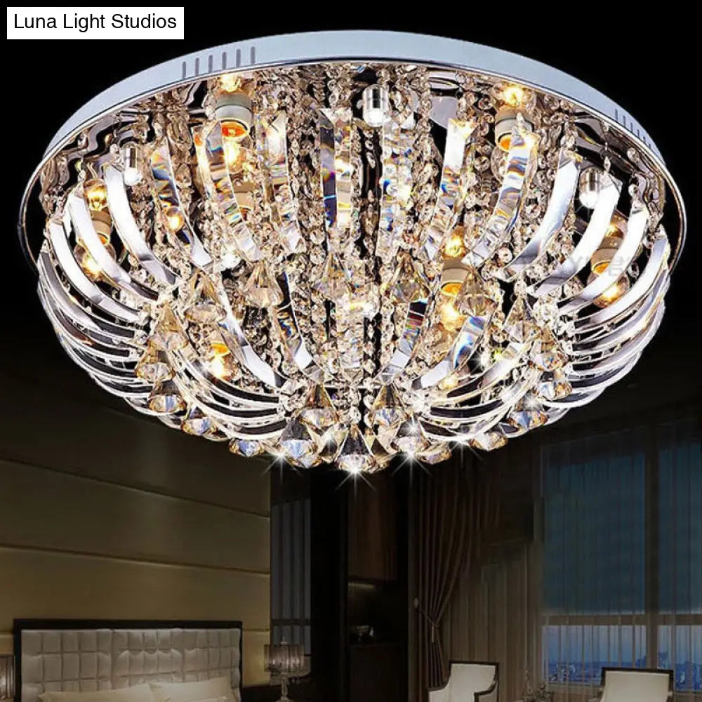 Lámpara de techo empotrada DecorBites™ de estilo contemporáneo con cúpula de cristal - 9/12 luces, 23,5"/31,5" de ancho, acabado cromado