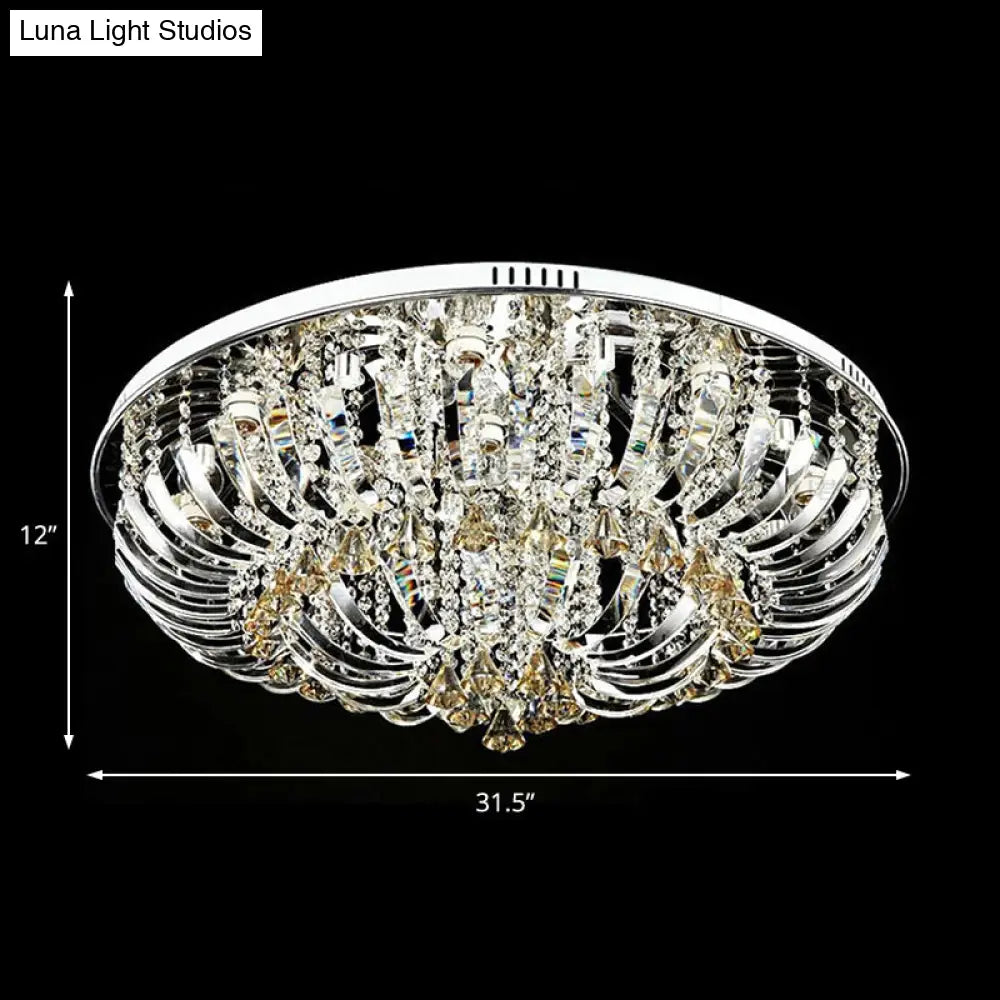 Lámpara de techo empotrada DecorBites™ de estilo contemporáneo con cúpula de cristal - 9/12 luces, 23,5"/31,5" de ancho, acabado cromado
