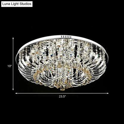 Lámpara de techo empotrada DecorBites™ de estilo contemporáneo con cúpula de cristal - 9/12 luces, 23,5"/31,5" de ancho, acabado cromado