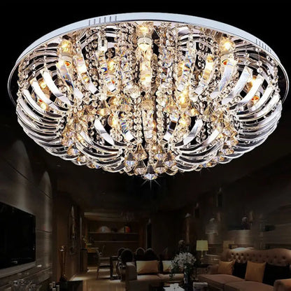 Lámpara de techo empotrada DecorBites™ de estilo contemporáneo con cúpula de cristal - 9/12 luces, 23,5"/31,5" de ancho, acabado cromado