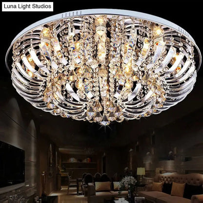 Lámpara de techo empotrada DecorBites™ de estilo contemporáneo con cúpula de cristal - 9/12 luces, 23,5"/31,5" de ancho, acabado cromado