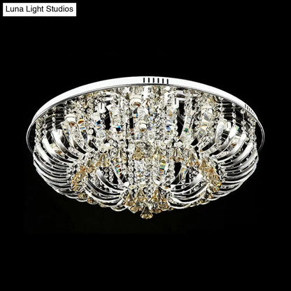 Lámpara de techo empotrada DecorBites™ de estilo contemporáneo con cúpula de cristal - 9/12 luces, 23,5"/31,5" de ancho, acabado cromado