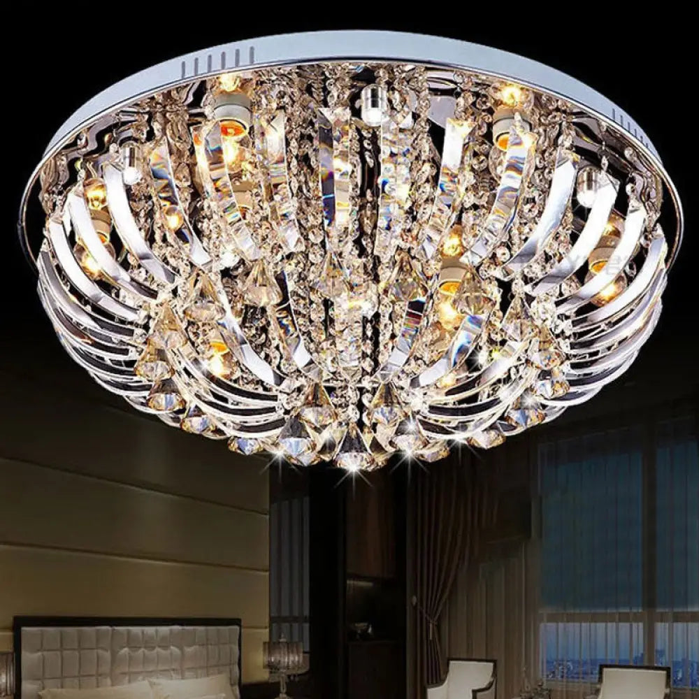 Lámpara de techo empotrada DecorBites™ de estilo contemporáneo con cúpula de cristal - 9/12 luces, 23,5"/31,5" de ancho, acabado cromado